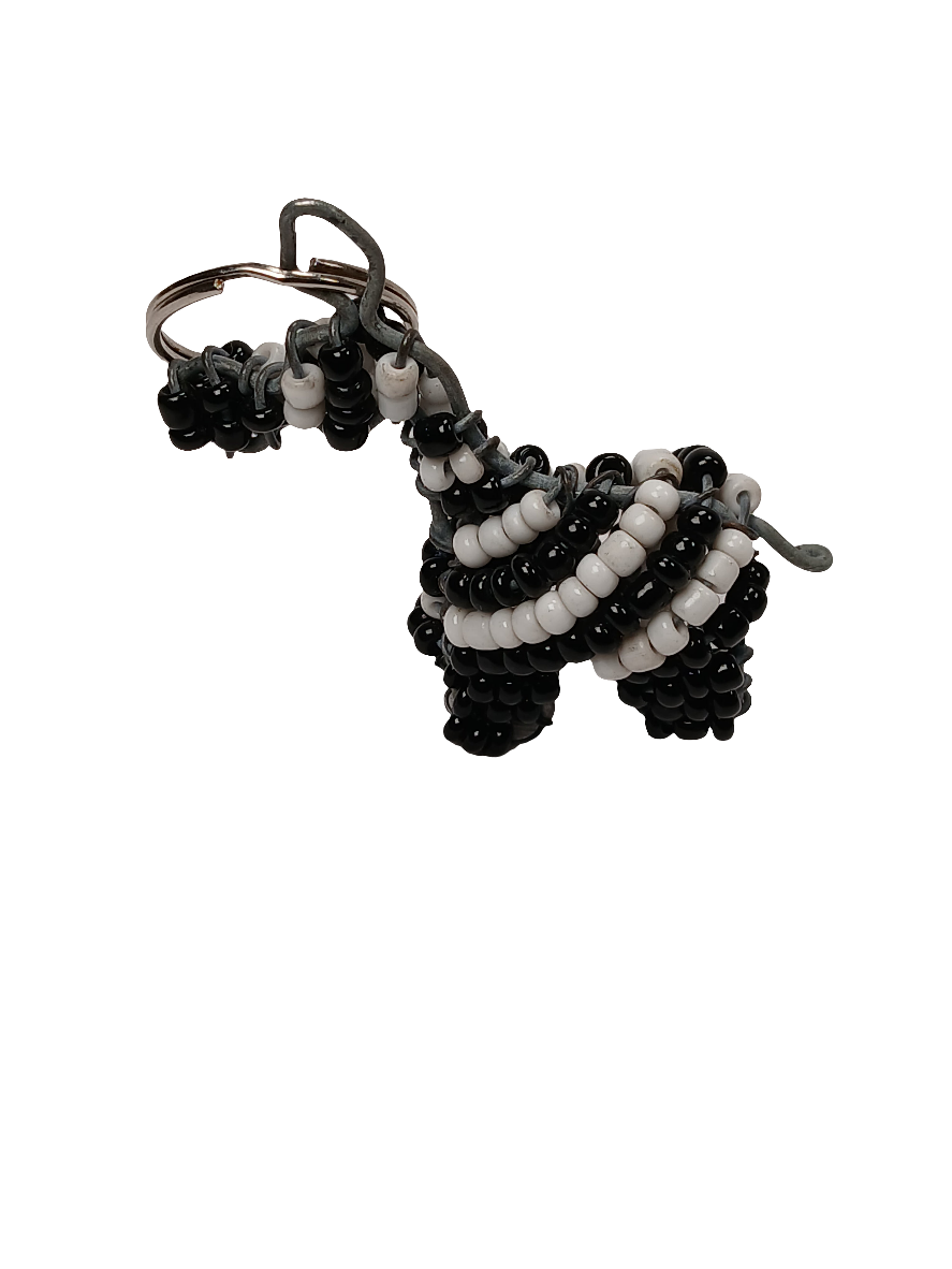 Handmade Beaded Zebra Keychain – African Wire Art & Beadwork