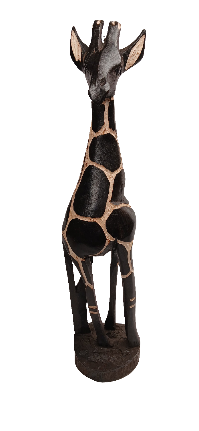 Hand-Carved African Giraffe Statue – Lightweight Jacaranda Wood