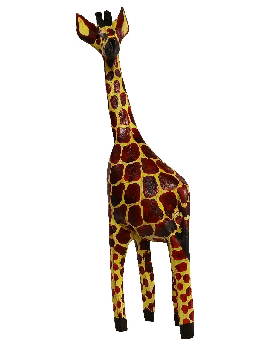 Hand-Carved Wooden Giraffe Decor Pair – Vibrant African Safari Art & Ornament