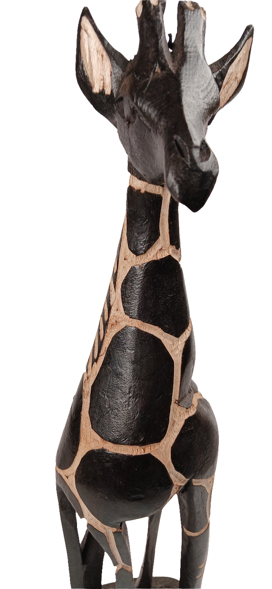 Hand-Carved African Giraffe Statue – Lightweight Jacaranda Wood