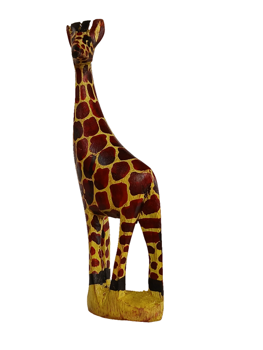 Hand-Carved Wooden Giraffe Decor Pair – Vibrant African Safari Art & Ornament