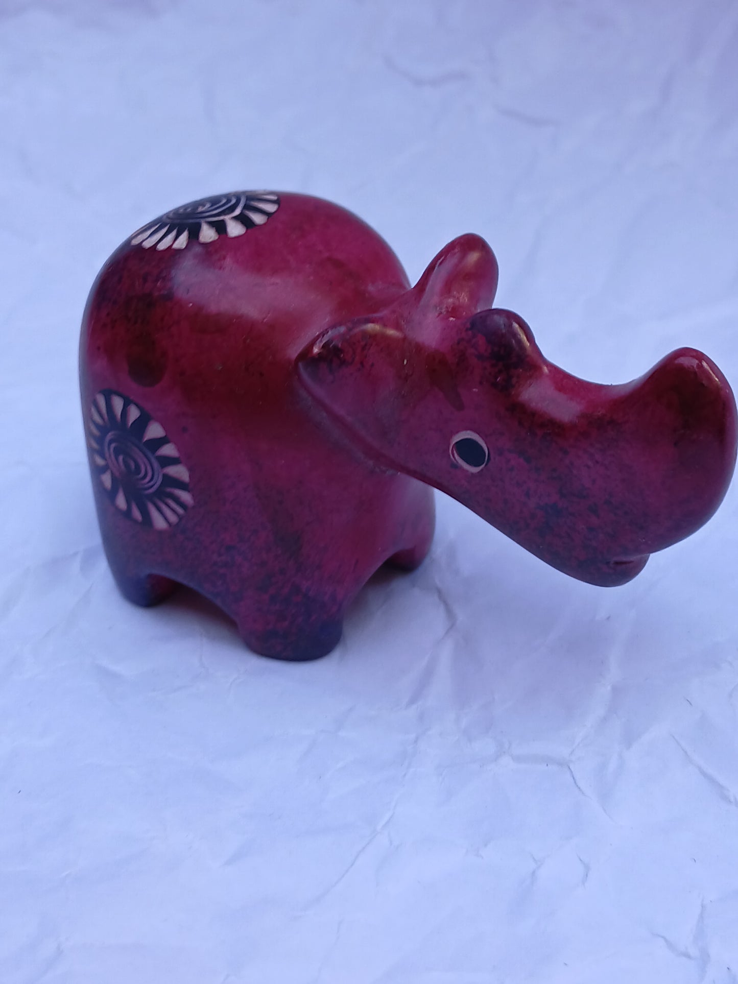 Hand-Painted Red Soapstone rhino Figurine