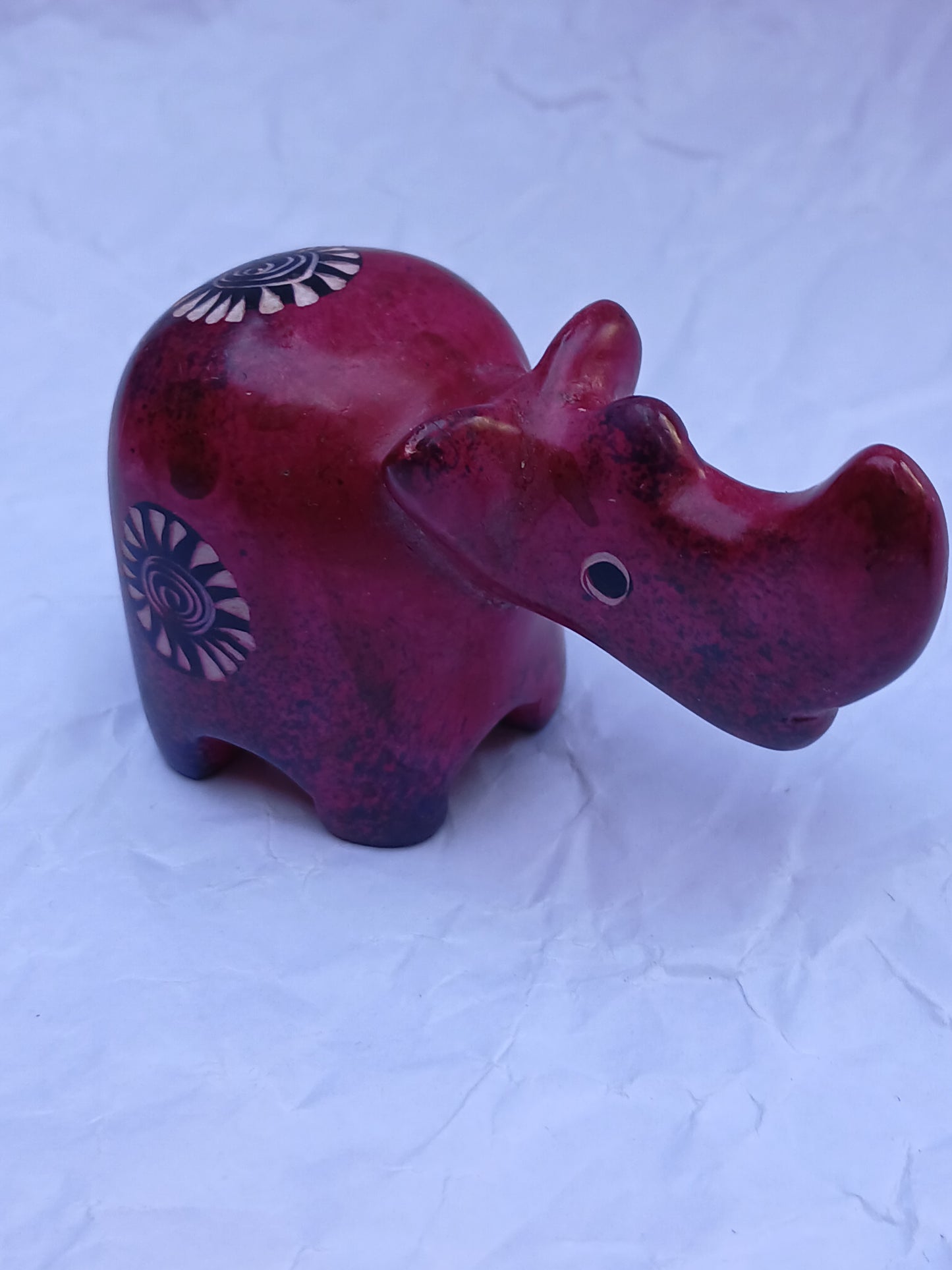 Hand-Painted Red Soapstone rhino Figurine