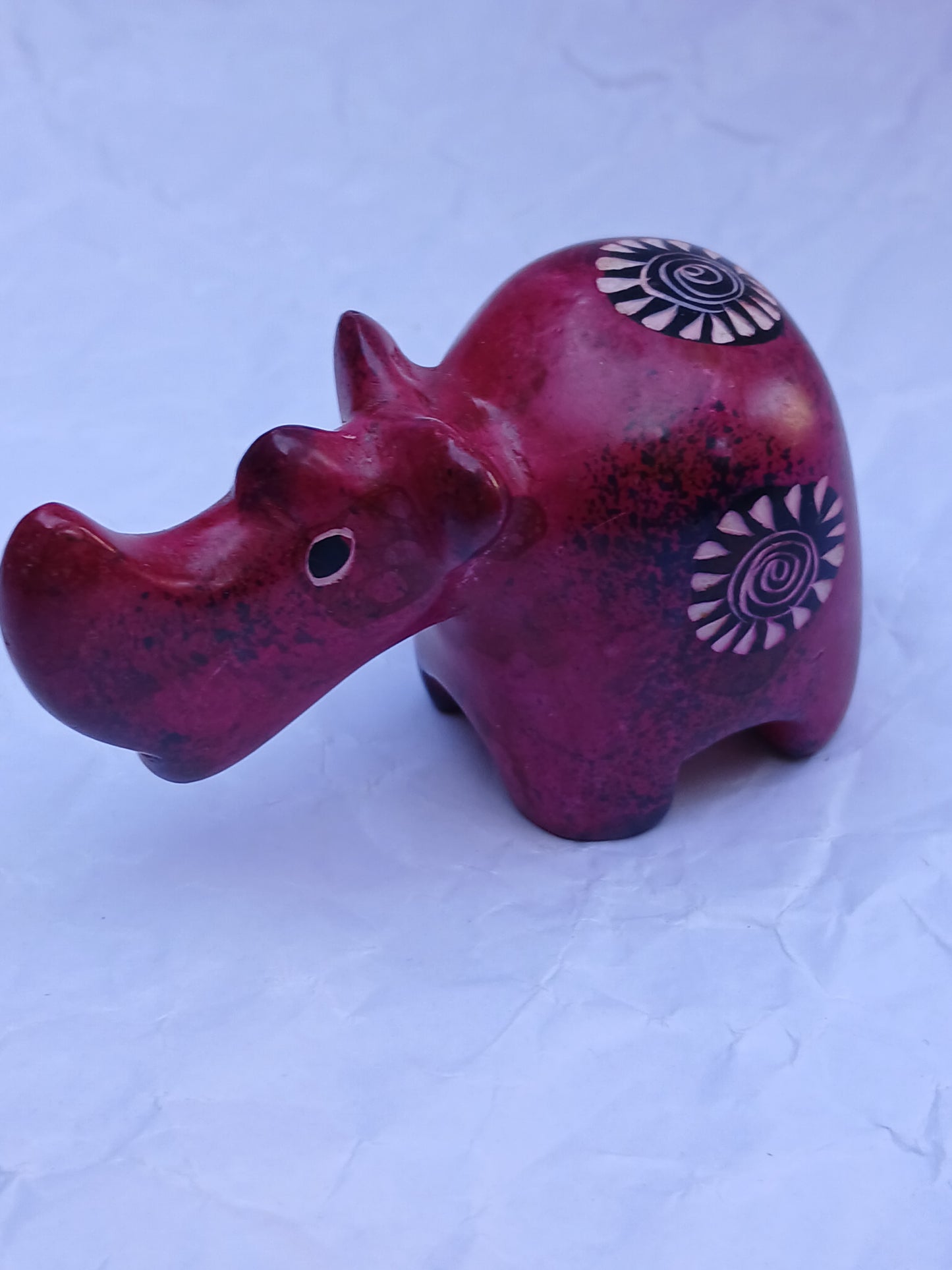 Hand-Painted Red Soapstone rhino Figurine