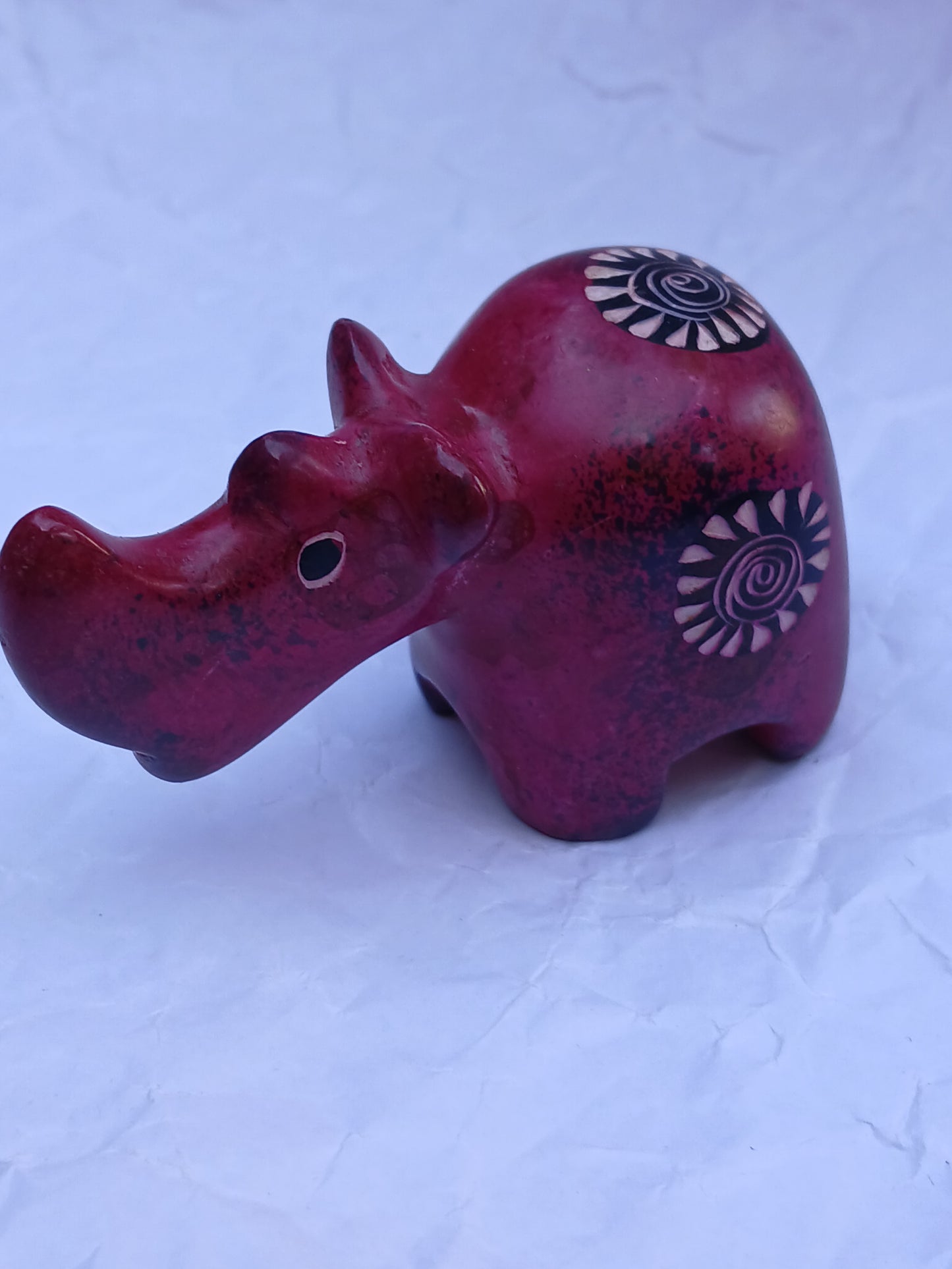 Hand-Painted Red Soapstone rhino Figurine