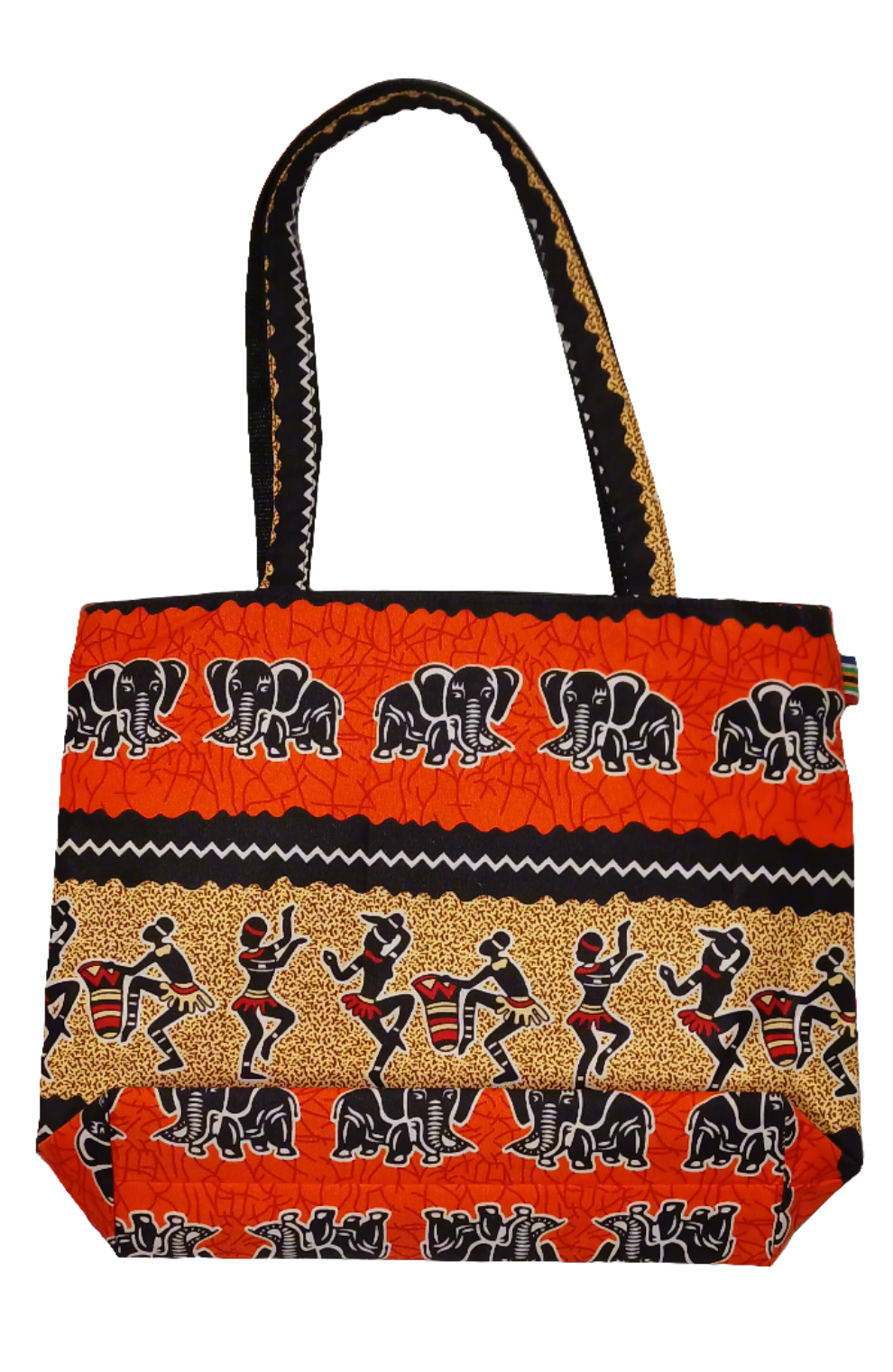 African Print Tote Bag - Elephant & Dancing