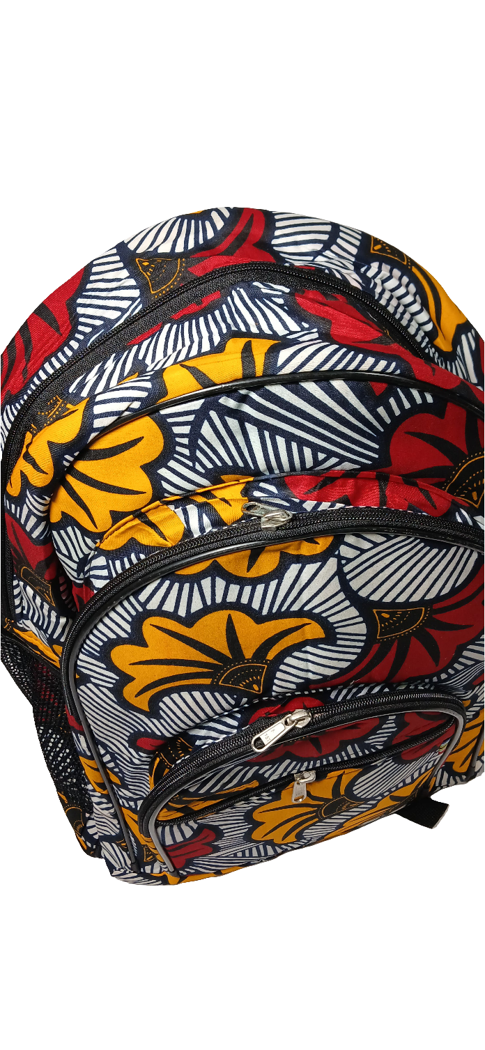 Vibrant African Print Backpack - Stylish & Spacious Everyday Bag
