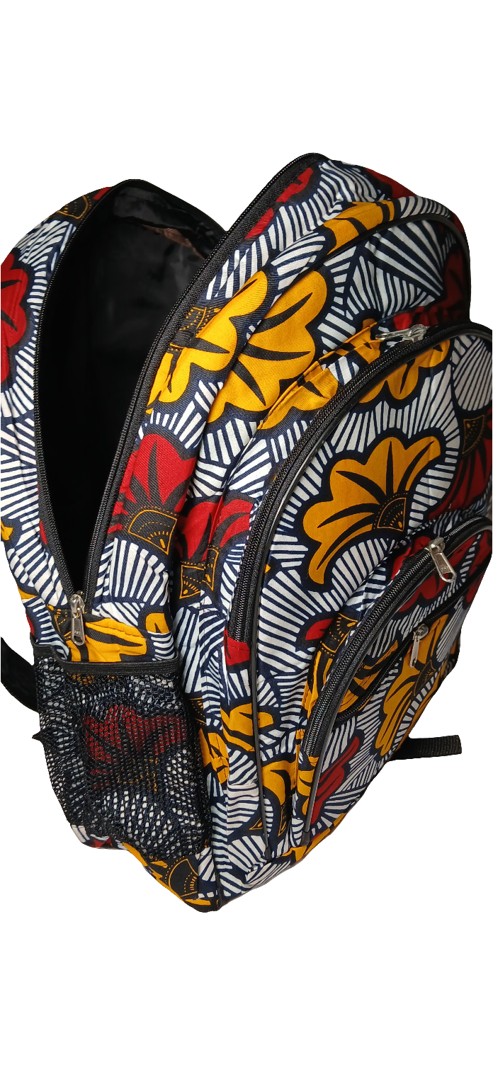 Vibrant African Print Backpack - Stylish & Spacious Everyday Bag