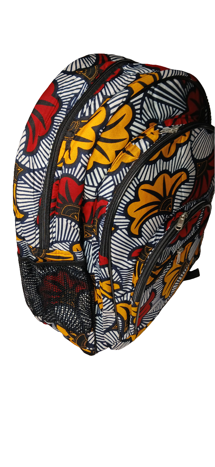 Vibrant African Print Backpack - Stylish & Spacious Everyday Bag