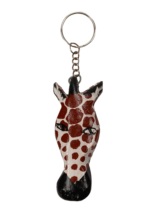 Hand-Painted Giraffe Head Keychain