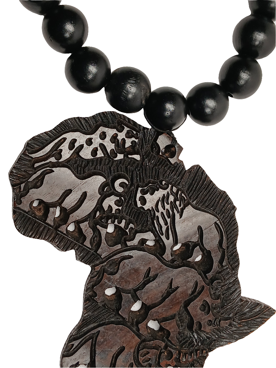 Spirit of Africa: Hand-Carved Big 5 Ebony Bead Necklace - Unveiling the Wild
