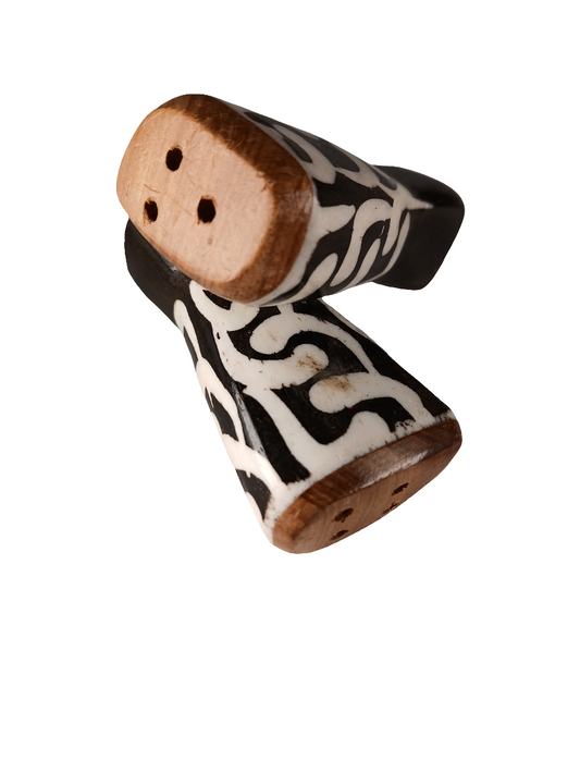 Hand-Carved Zebra Pattern Salt & Pepper Shakers