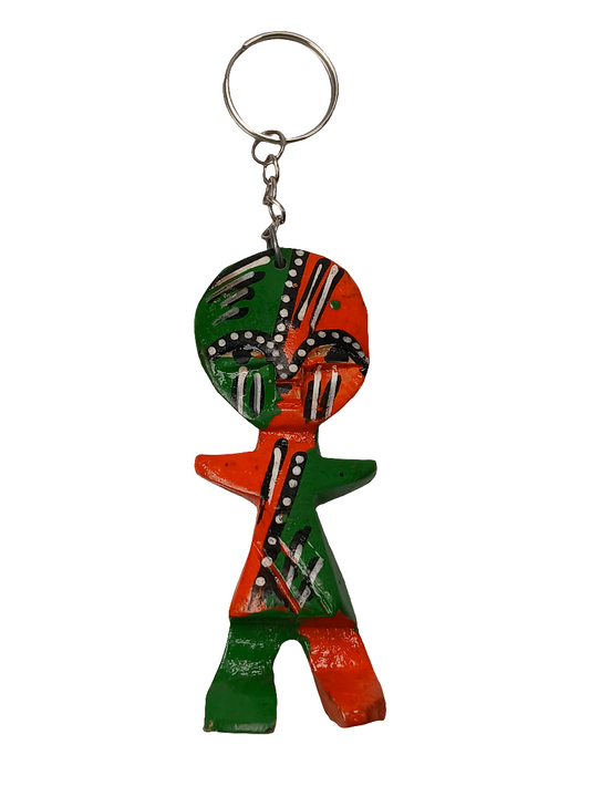 Hand-Painted African Tribal Figure Keychain