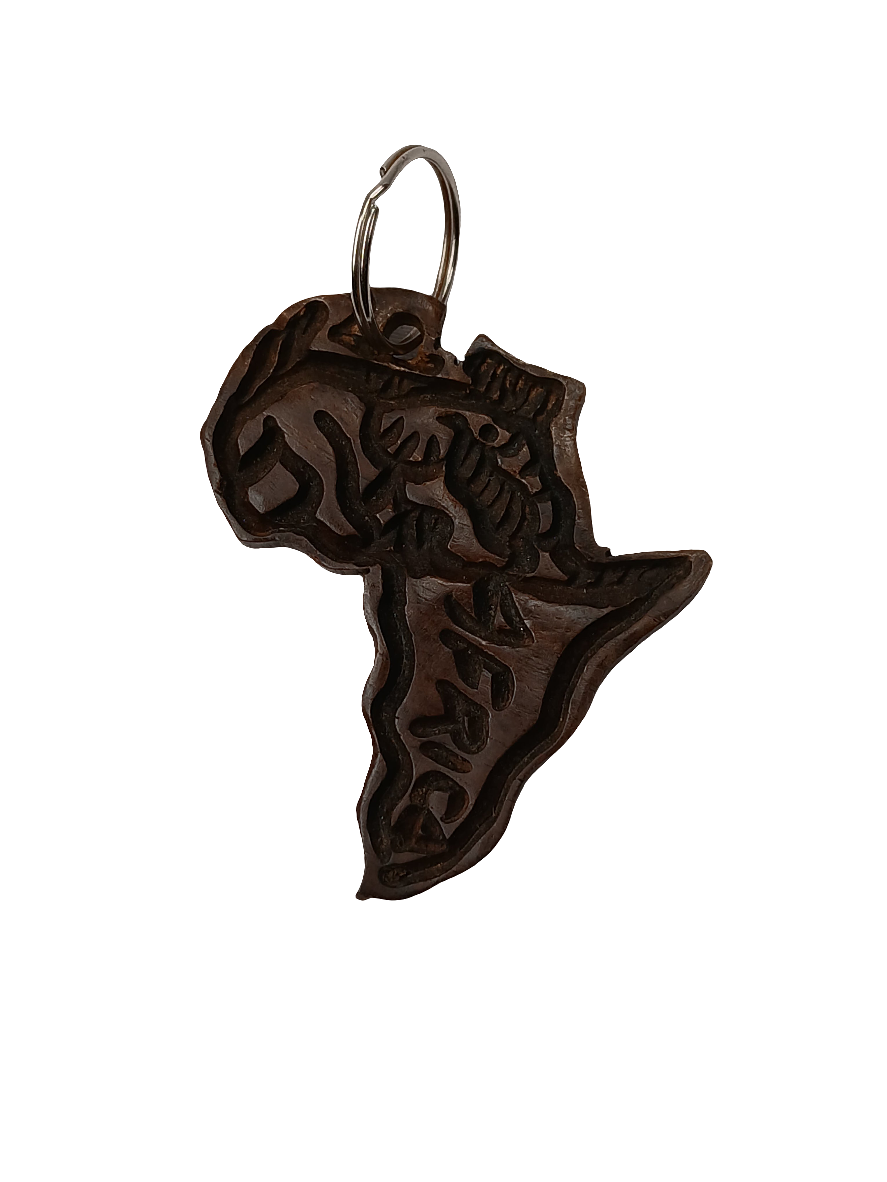 Hand-Carved Africa Map Keychain