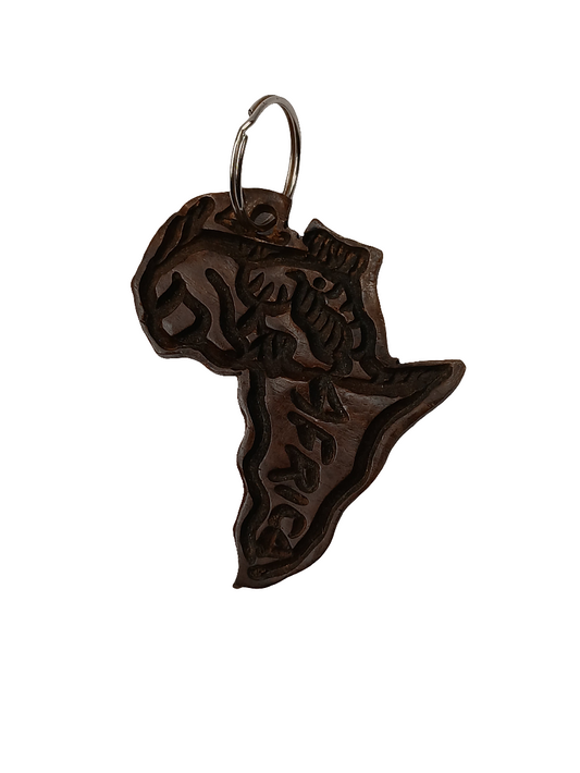 Hand-Carved Africa Map Keychain