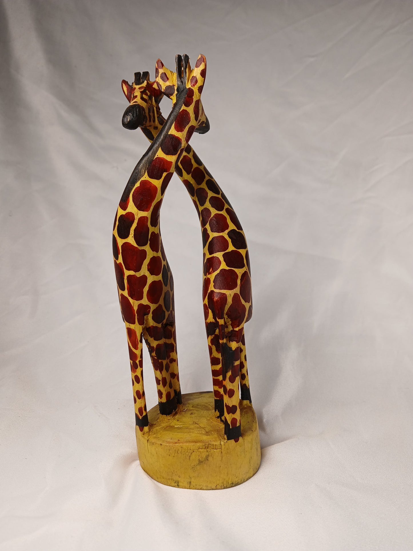 Hand-Carved Wooden Giraffe Couple – African Wildlife Figurine