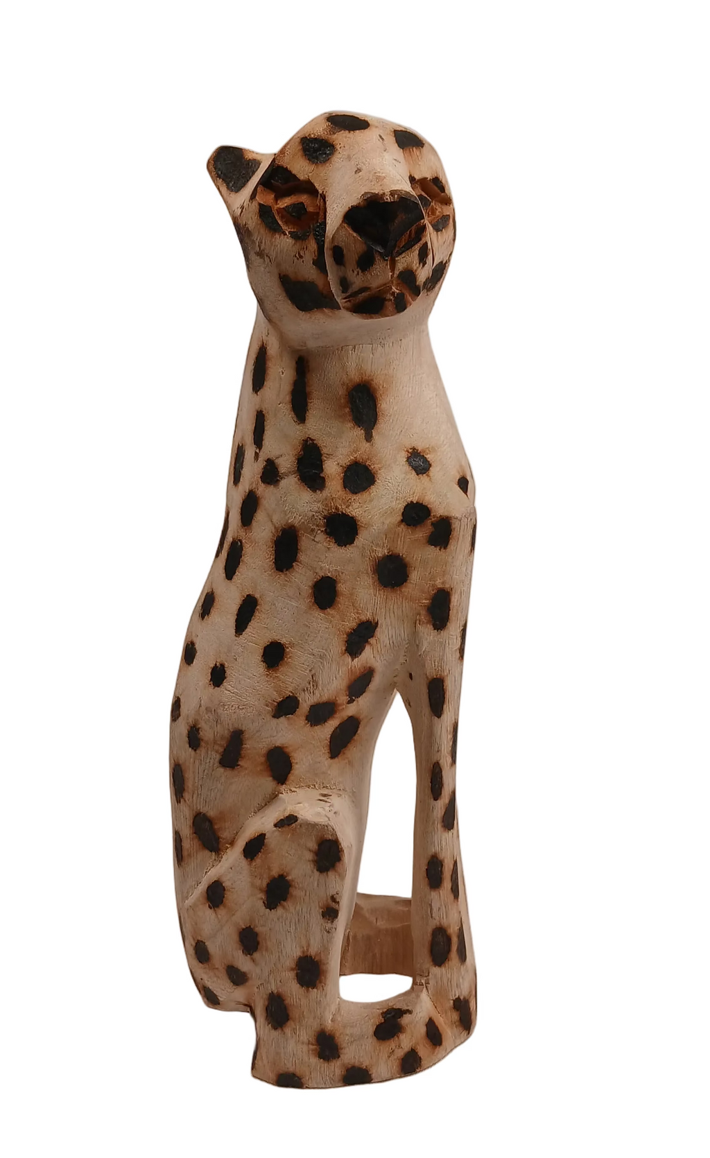 Hand-Carved Wooden Majestic Leopard Figurine