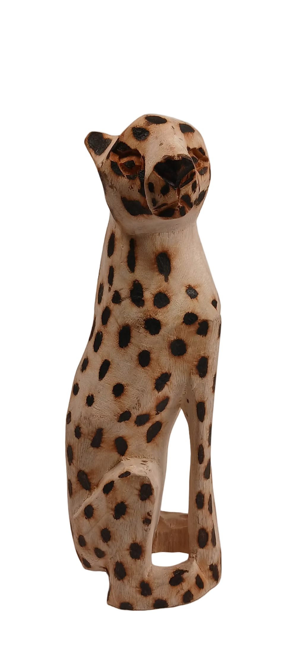 Hand-Carved Wooden Majestic Leopard Figurine
