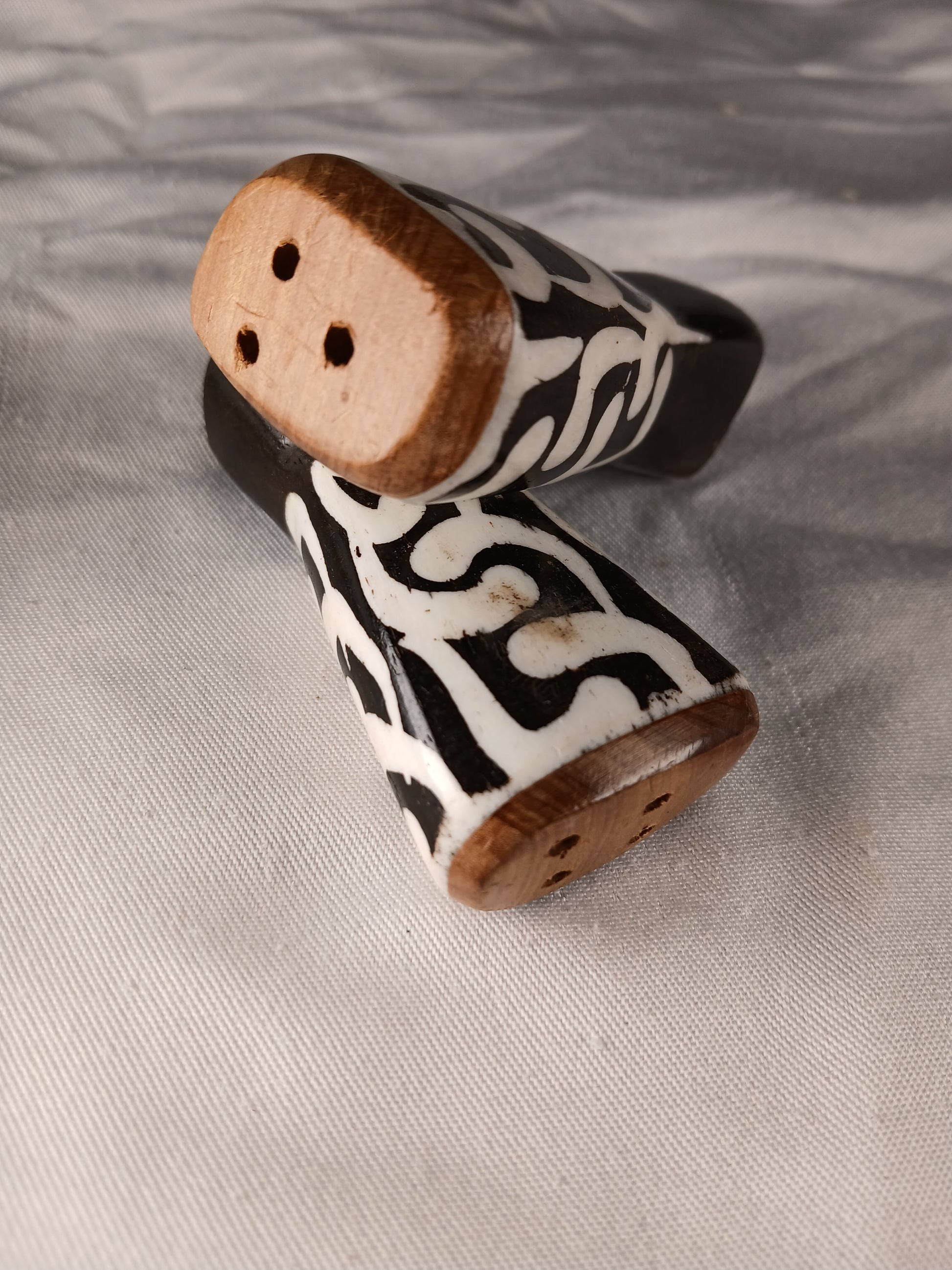 Hand-Carved Zebra Pattern Salt & Pepper Shakers