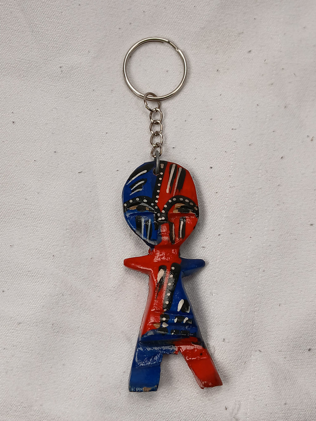 Hand-Painted African Tribal Figure Keychain