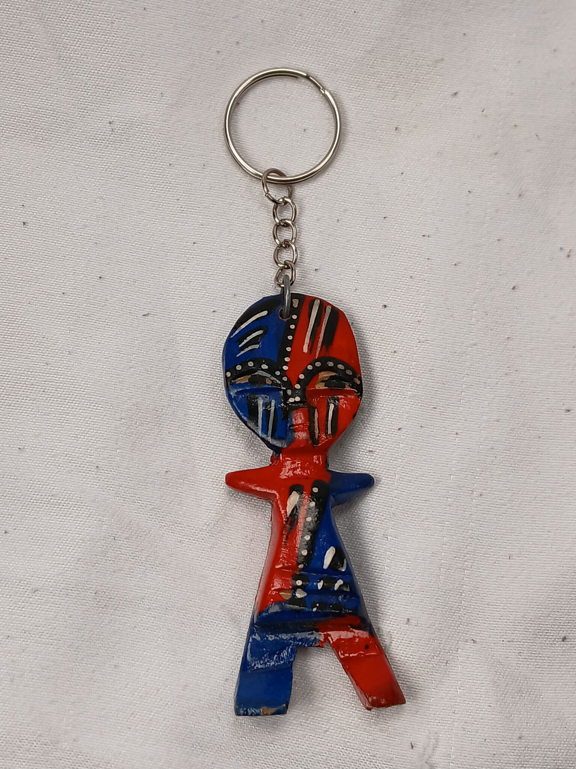 Hand-Painted African Tribal Figure Keychain