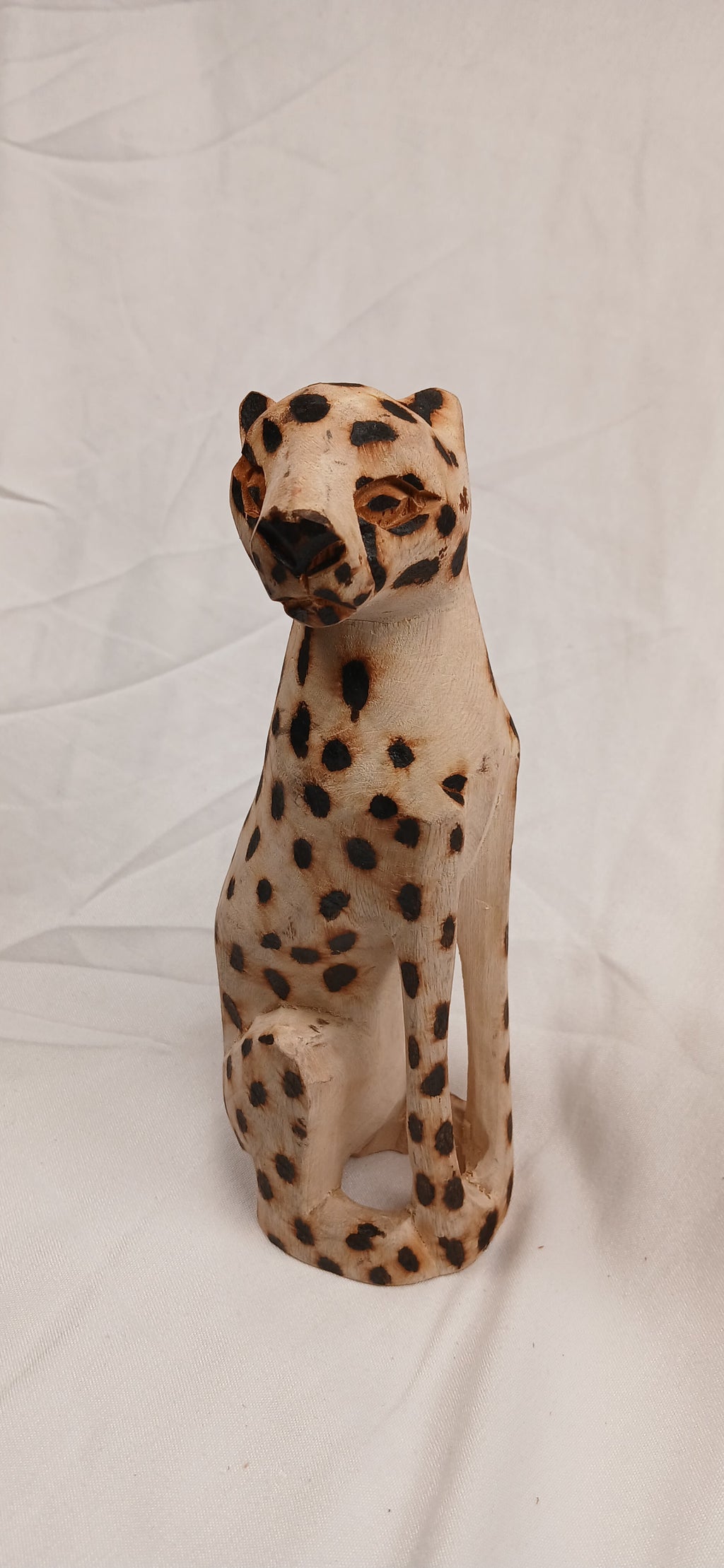 Hand-Carved Wooden Majestic Leopard Figurine