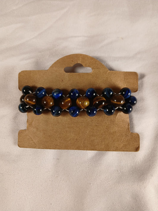 Blue & Brown Tiger's Eye Beaded Bracelet – Natural Comfort & Bold Energy