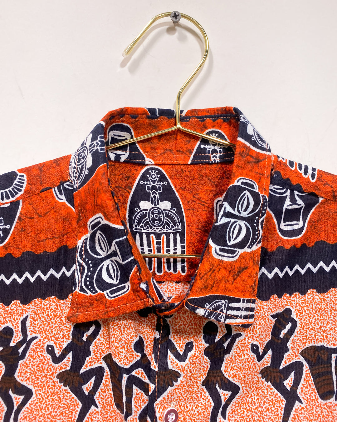 Vintage Button Up Shirt with African Motif