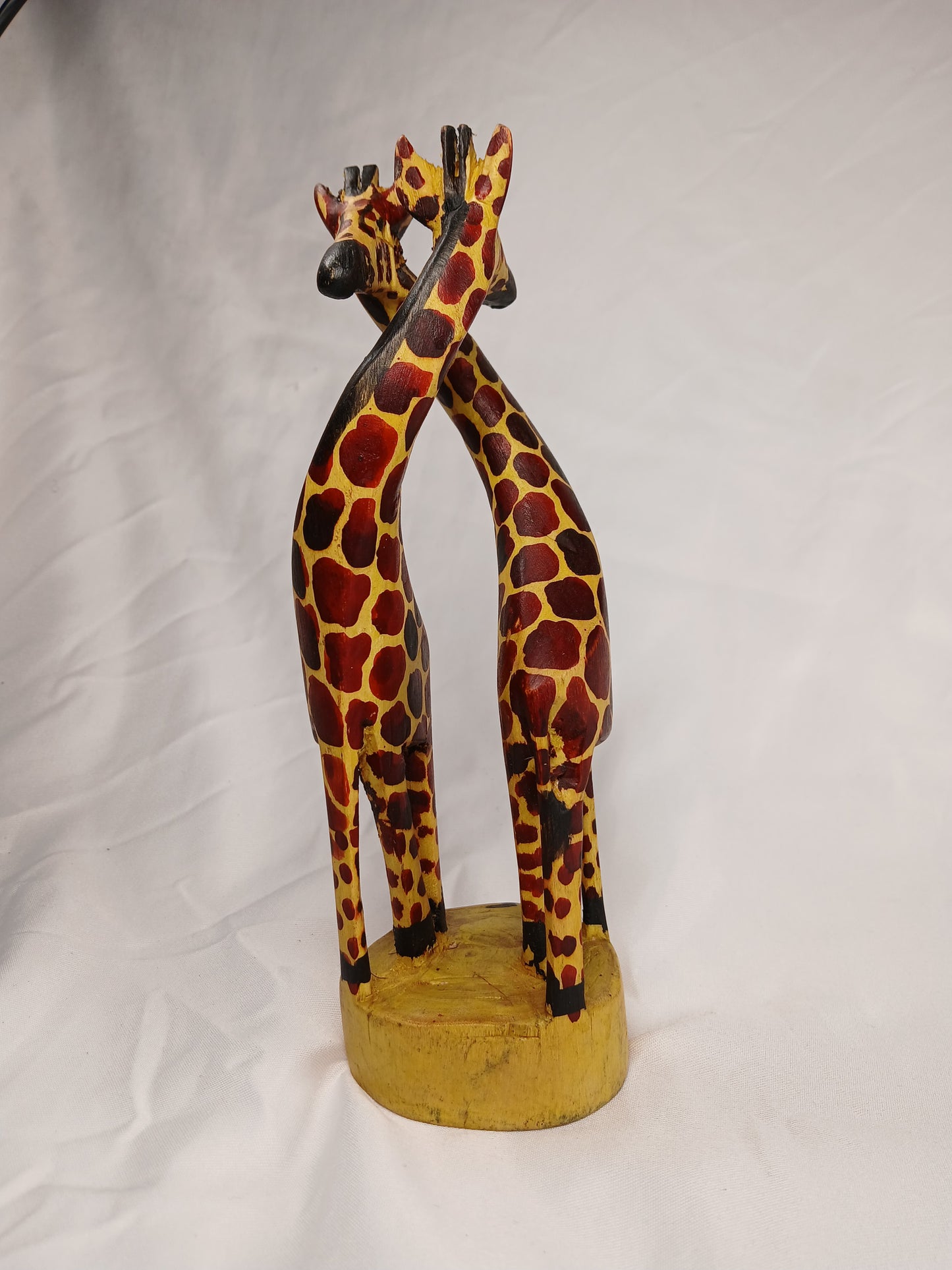 Hand-Carved Wooden Giraffe Couple – African Wildlife Figurine