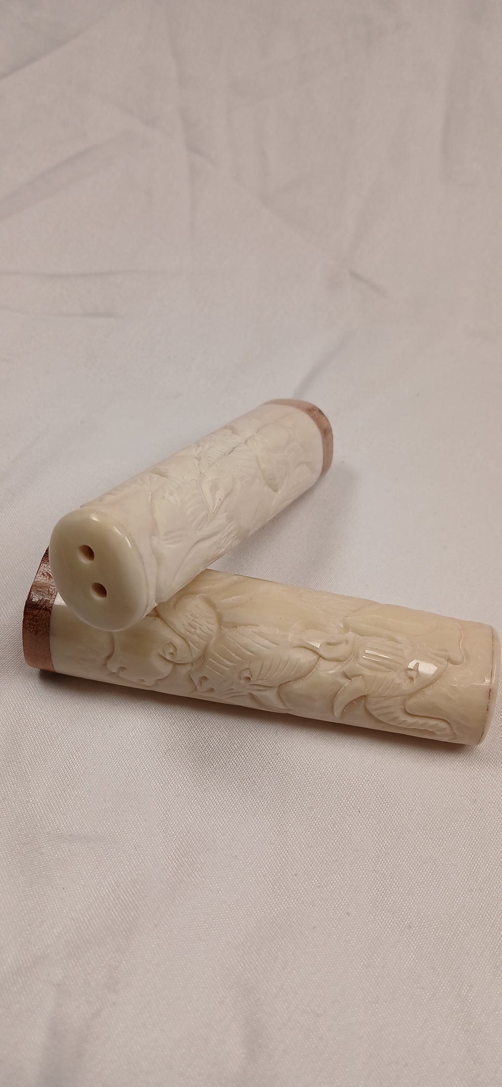 Hand-Carved African Bone Salt & Pepper Shakers