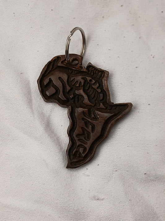 Hand-Carved Africa Map Keychain