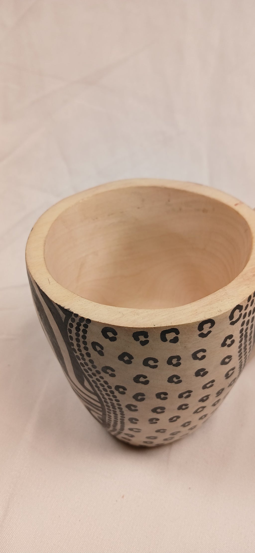 Hand-Carved Wooden Animal Print Cup