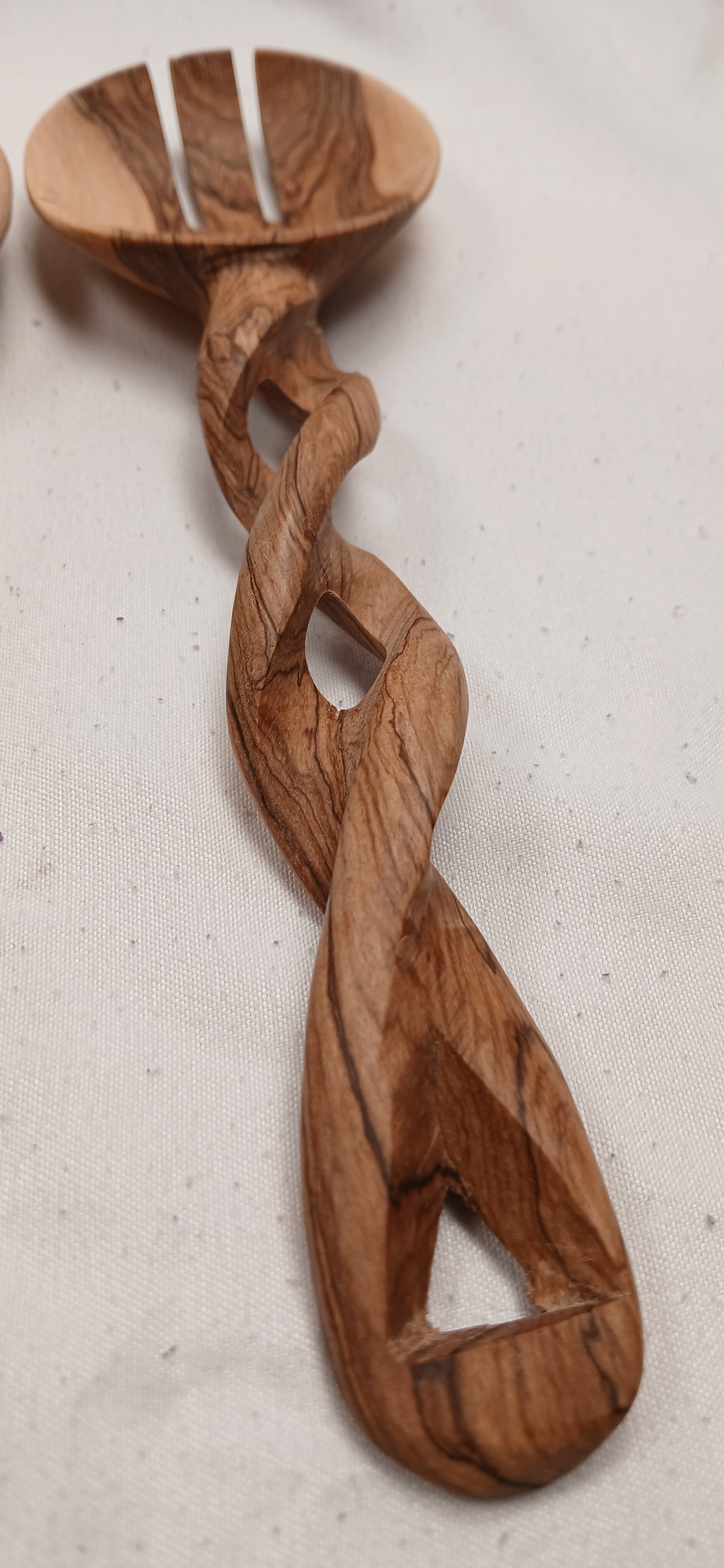 Hand-Carved Wooden Salad Servers - Unique Twisted Handle Design