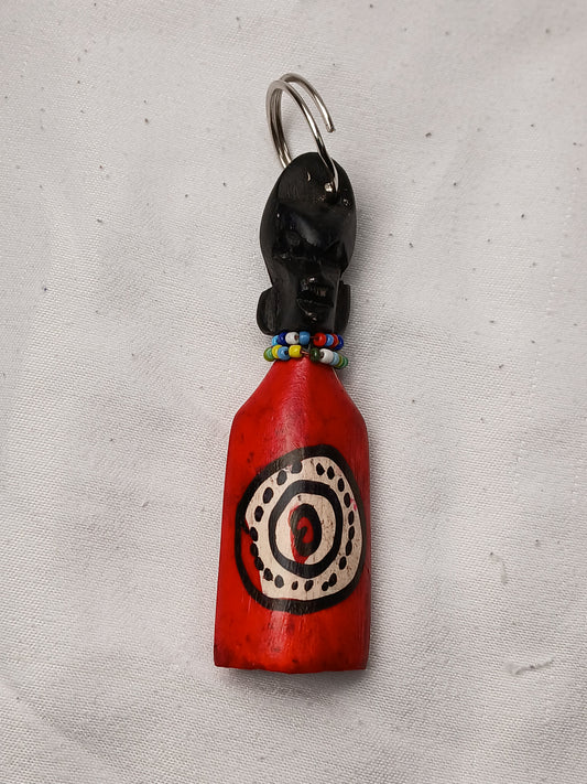 Hand-Carved African Figurine Keychain