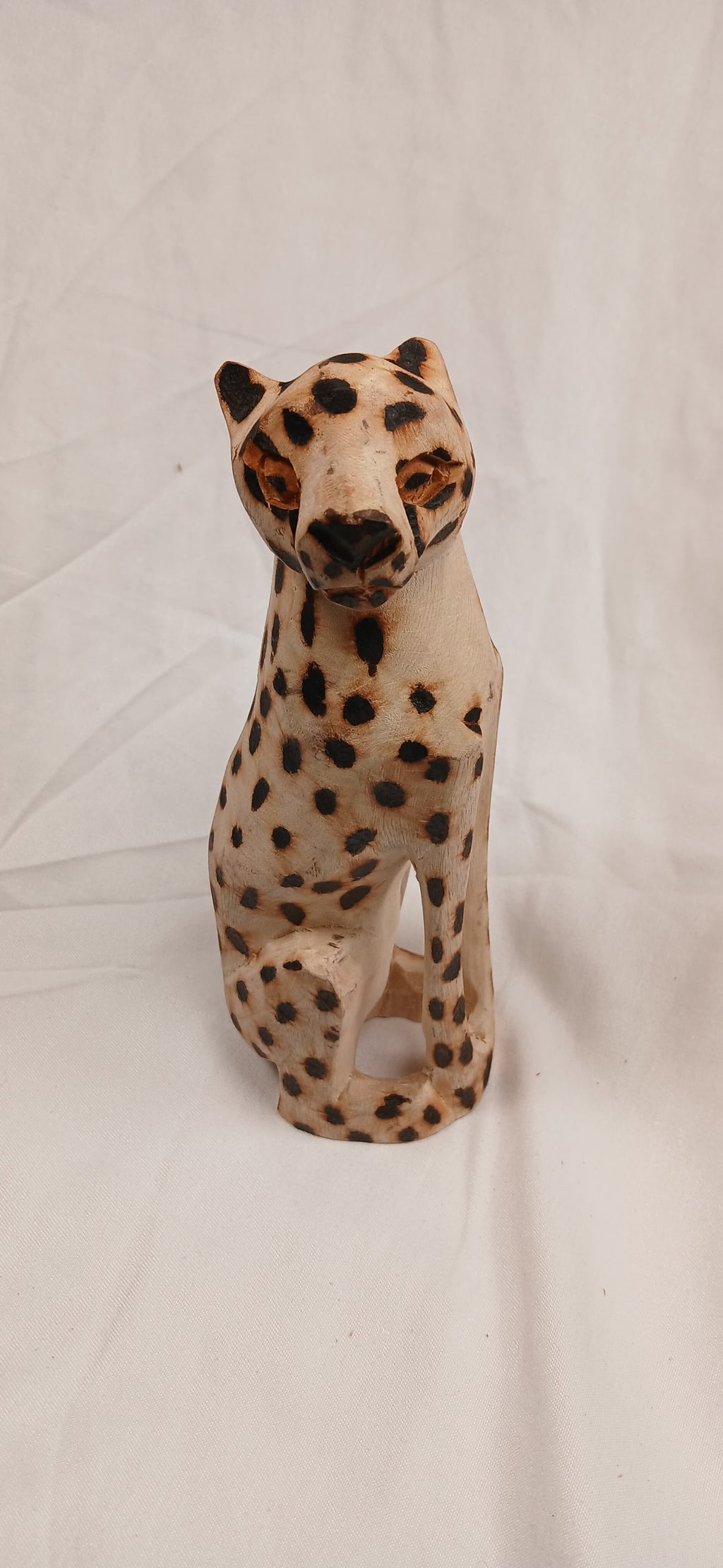 Hand-Carved Wooden Majestic Leopard Figurine