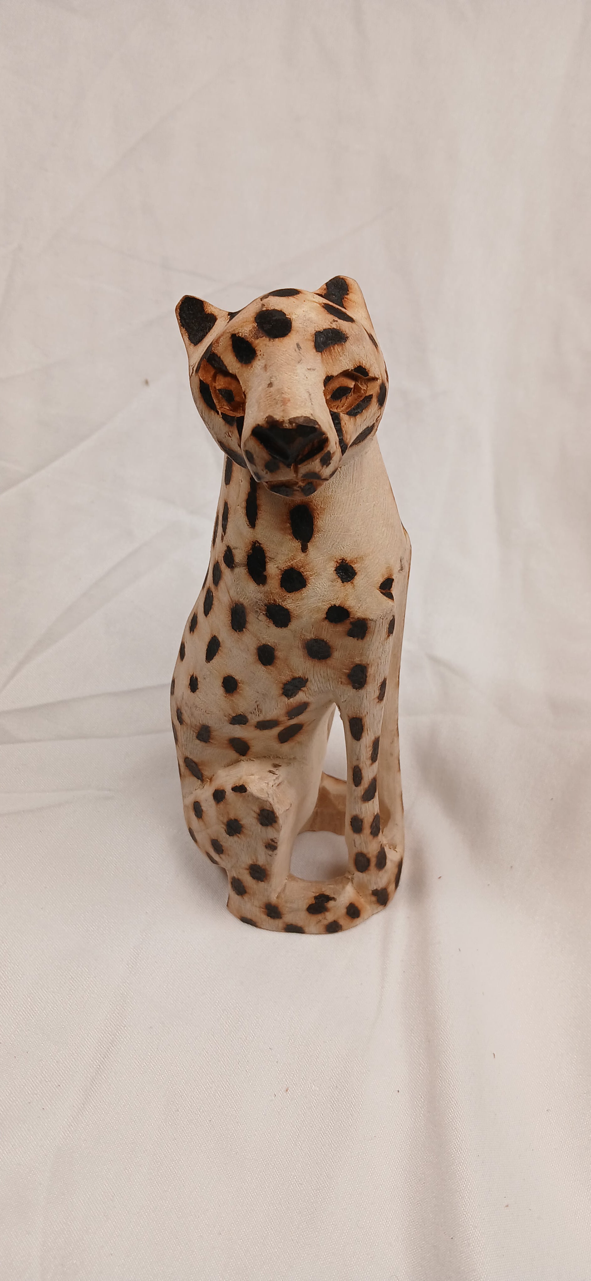 Hand-Carved Wooden Majestic Leopard Figurine