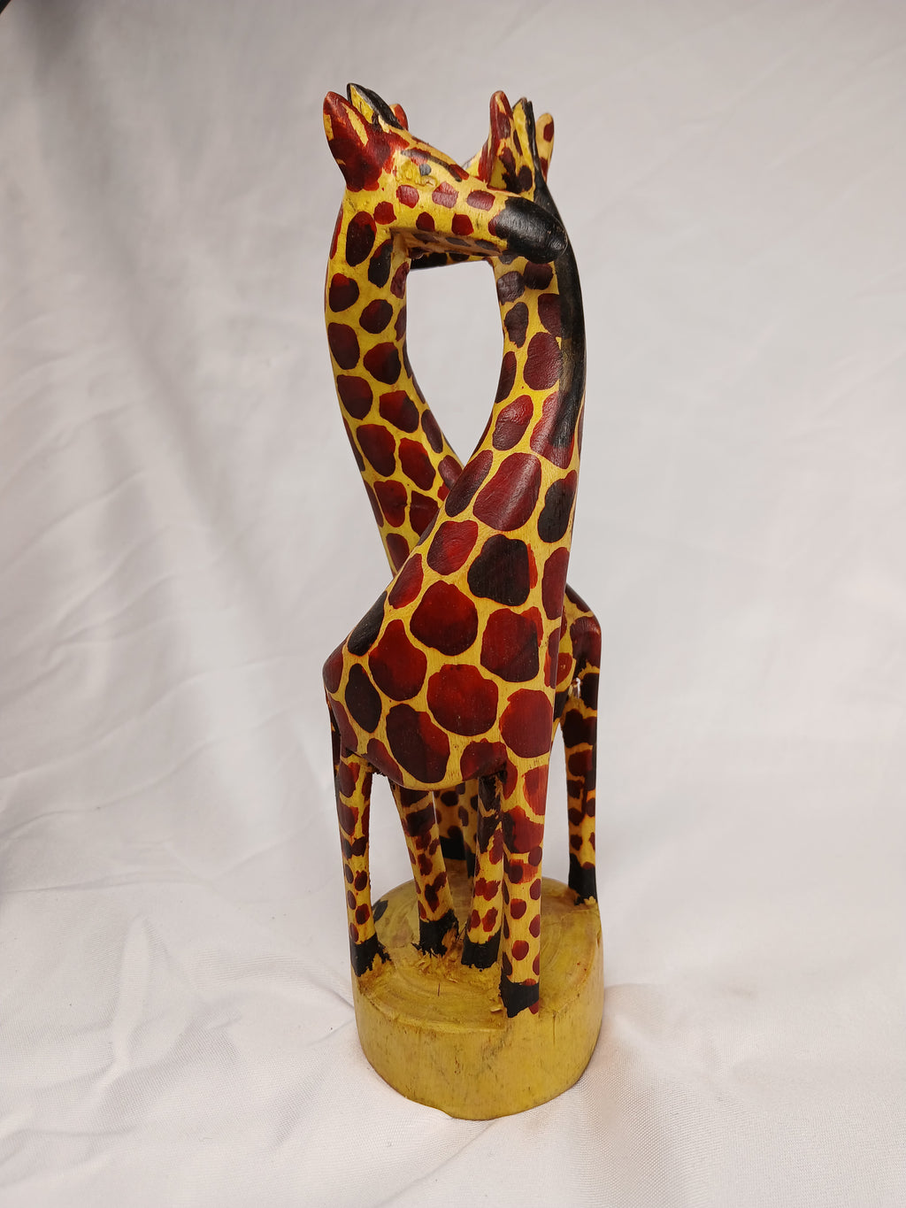Hand-Carved Wooden Giraffe Couple – African Wildlife Figurine