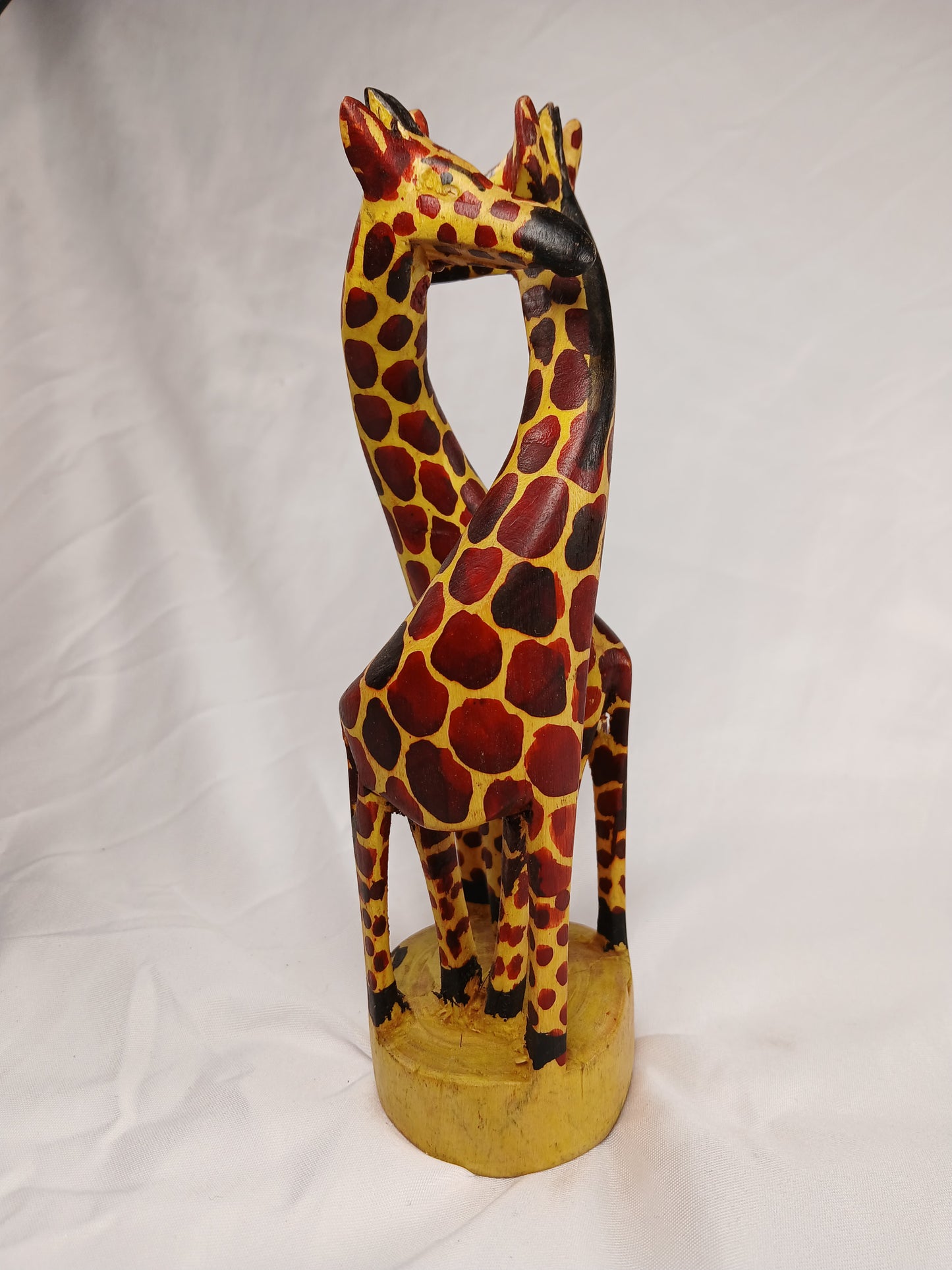Hand-Carved Wooden Giraffe Couple – African Wildlife Figurine