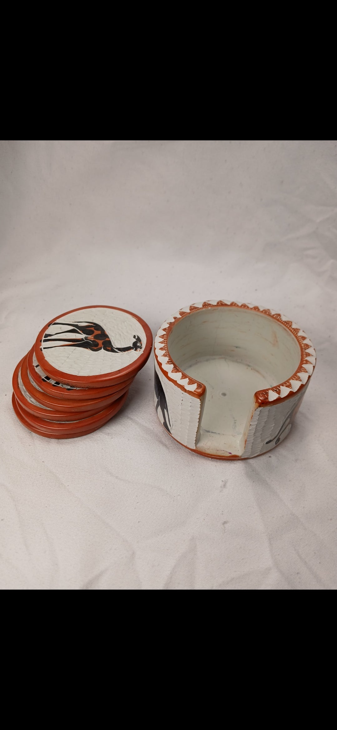 Hand-Carved Soapstone African Animal Coaster Set with Holder - Safari Decor