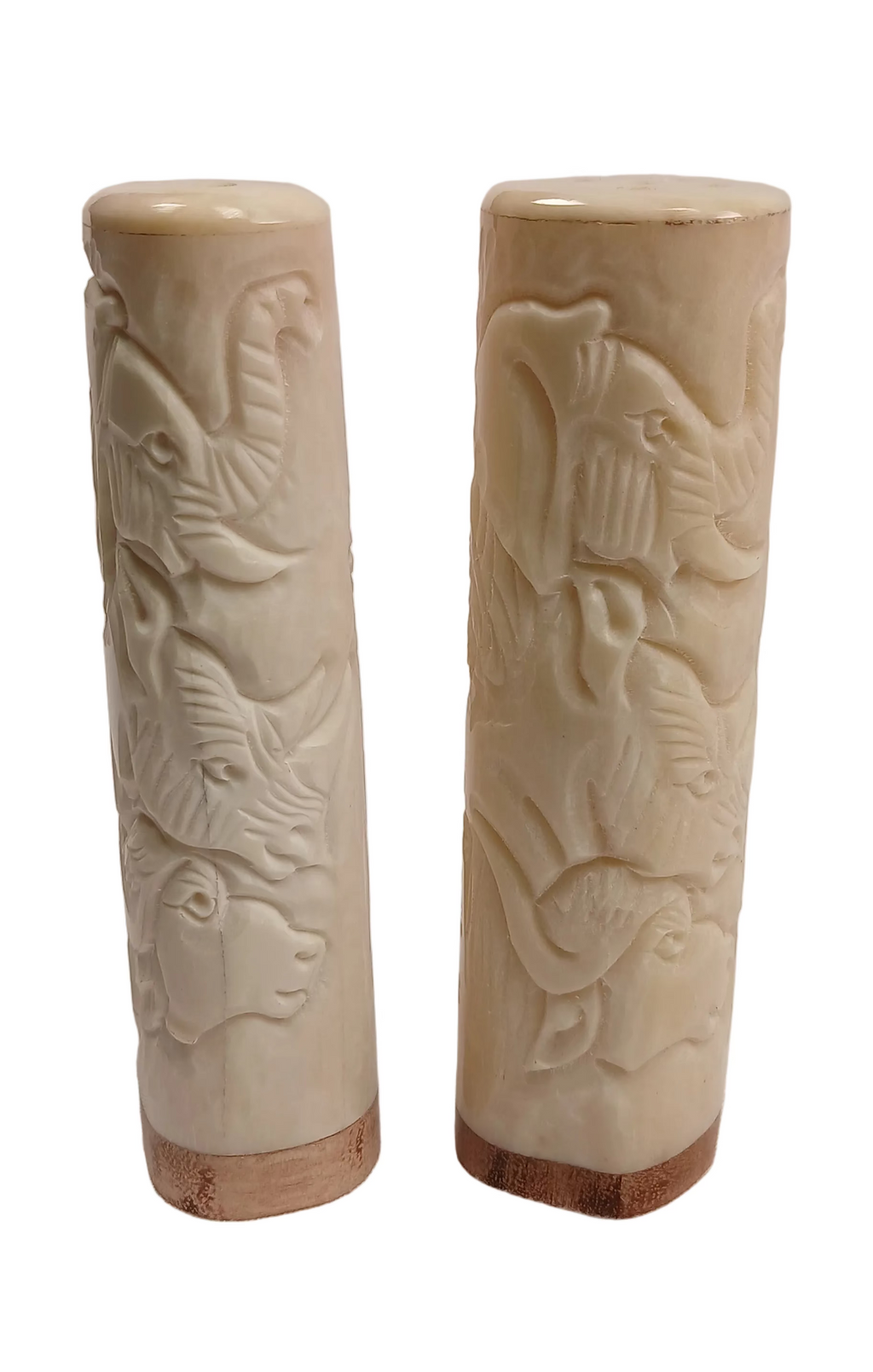 Hand-Carved African Bone Salt & Pepper Shakers