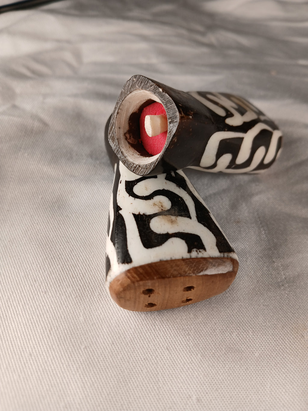 Hand-Carved Zebra Pattern Salt & Pepper Shakers