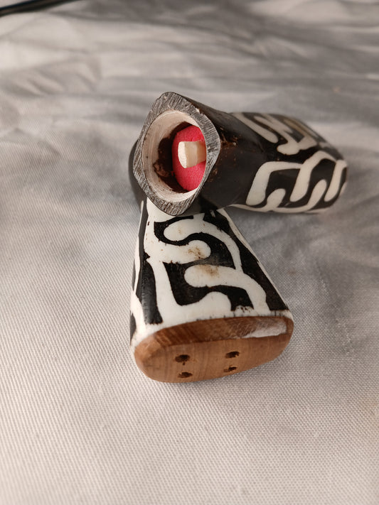 Hand-Carved Zebra Pattern Salt & Pepper Shakers