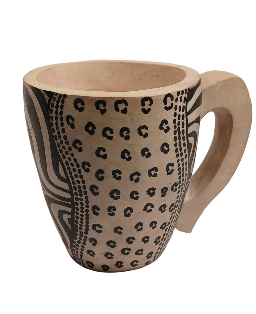 Hand-Carved Wooden Animal Print Cup