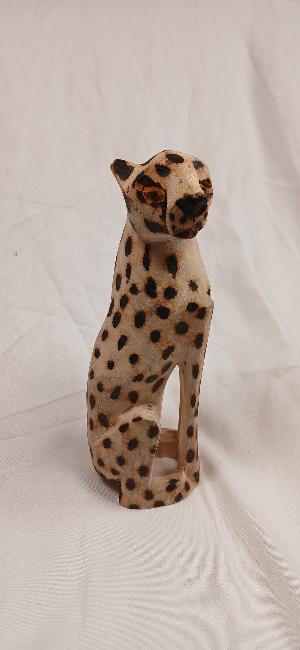 Hand-Carved Wooden Majestic Leopard Figurine