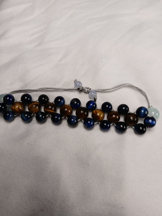 Blue & Brown Tiger's Eye Beaded Bracelet – Natural Comfort & Bold Energy