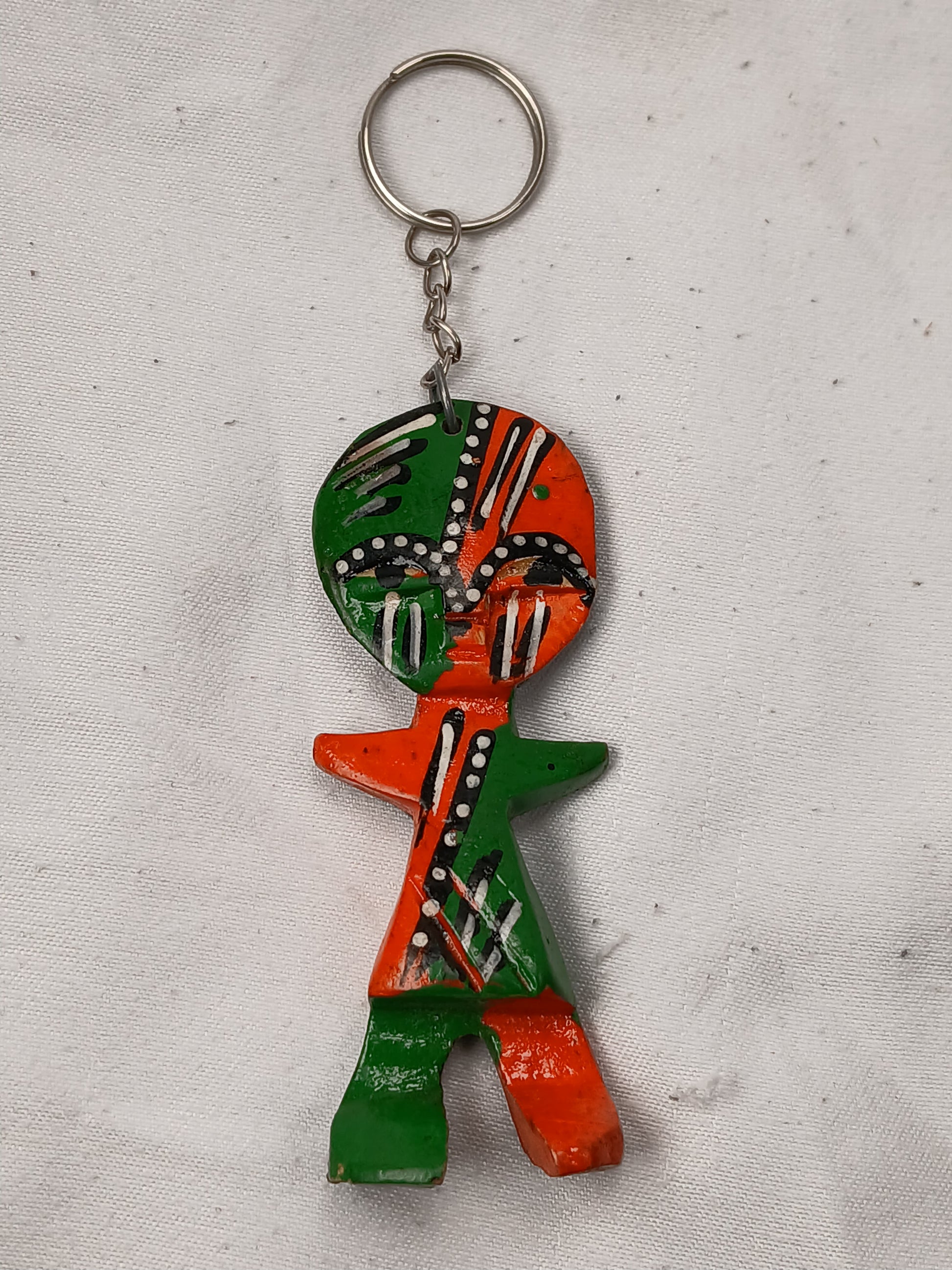 Hand-Painted African Tribal Figure Keychain