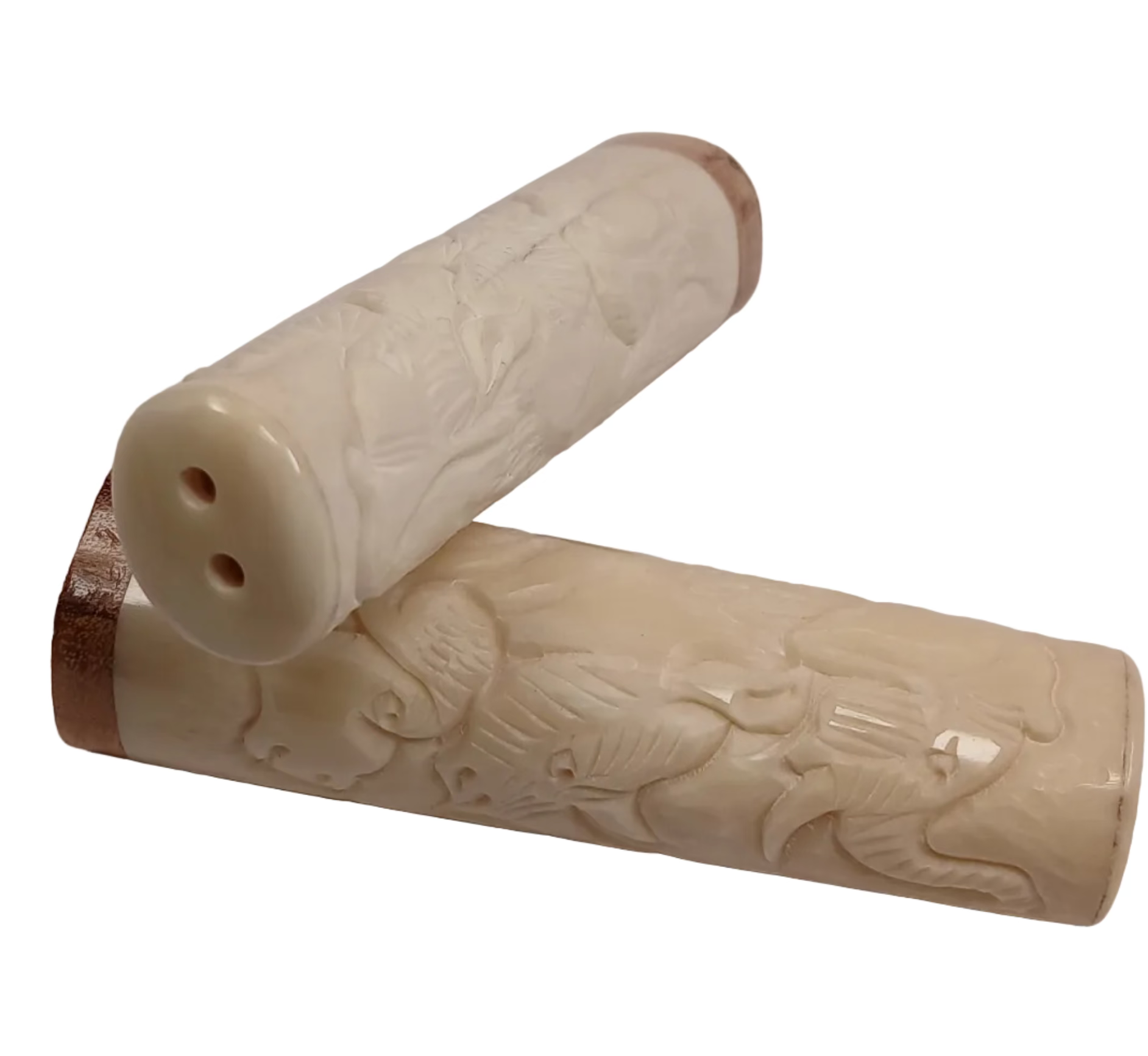 Hand-Carved African Bone Salt & Pepper Shakers