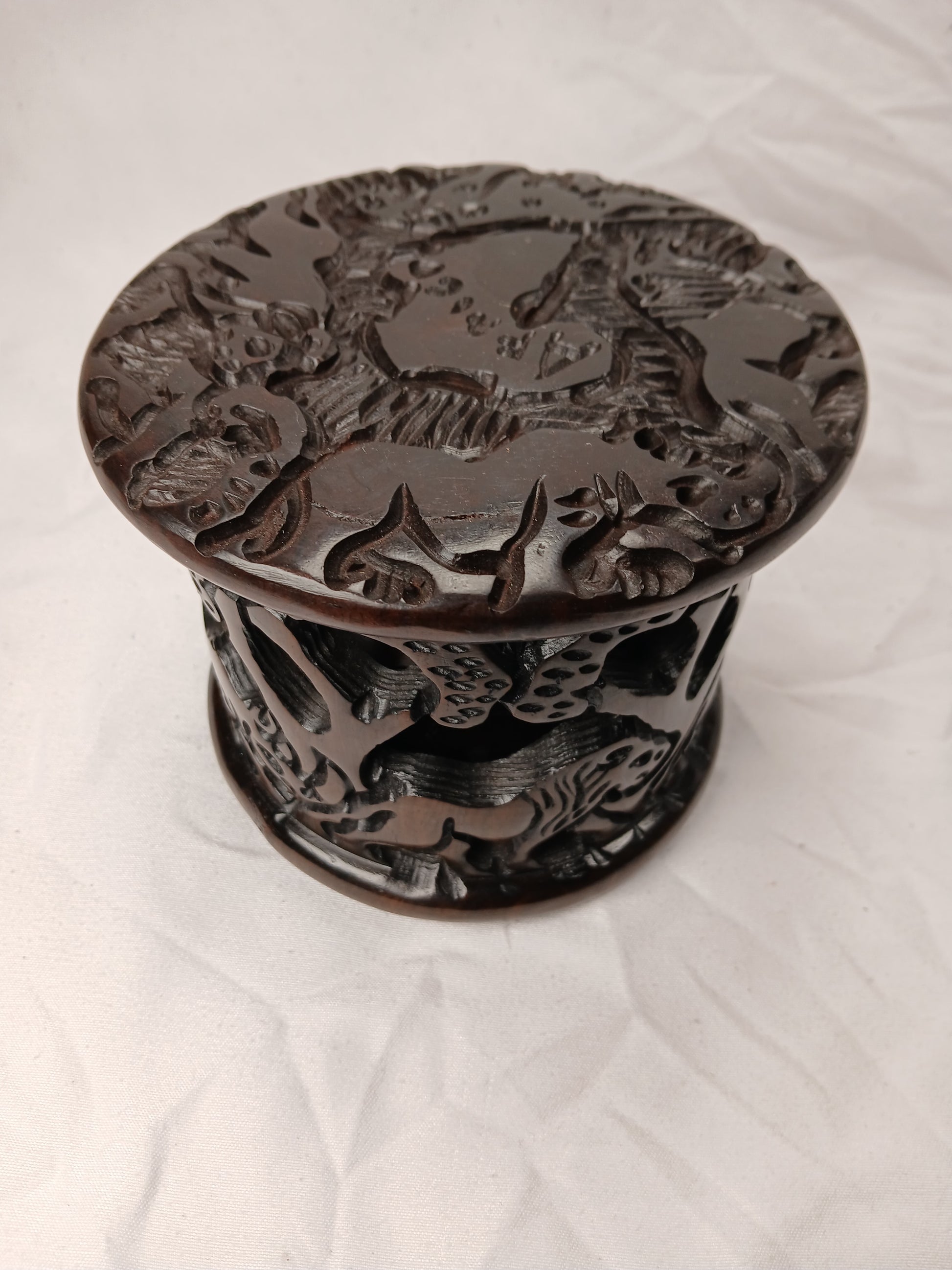 Hand-Carved African Big Five Coaster Set with Holder (7 Coasters Total)