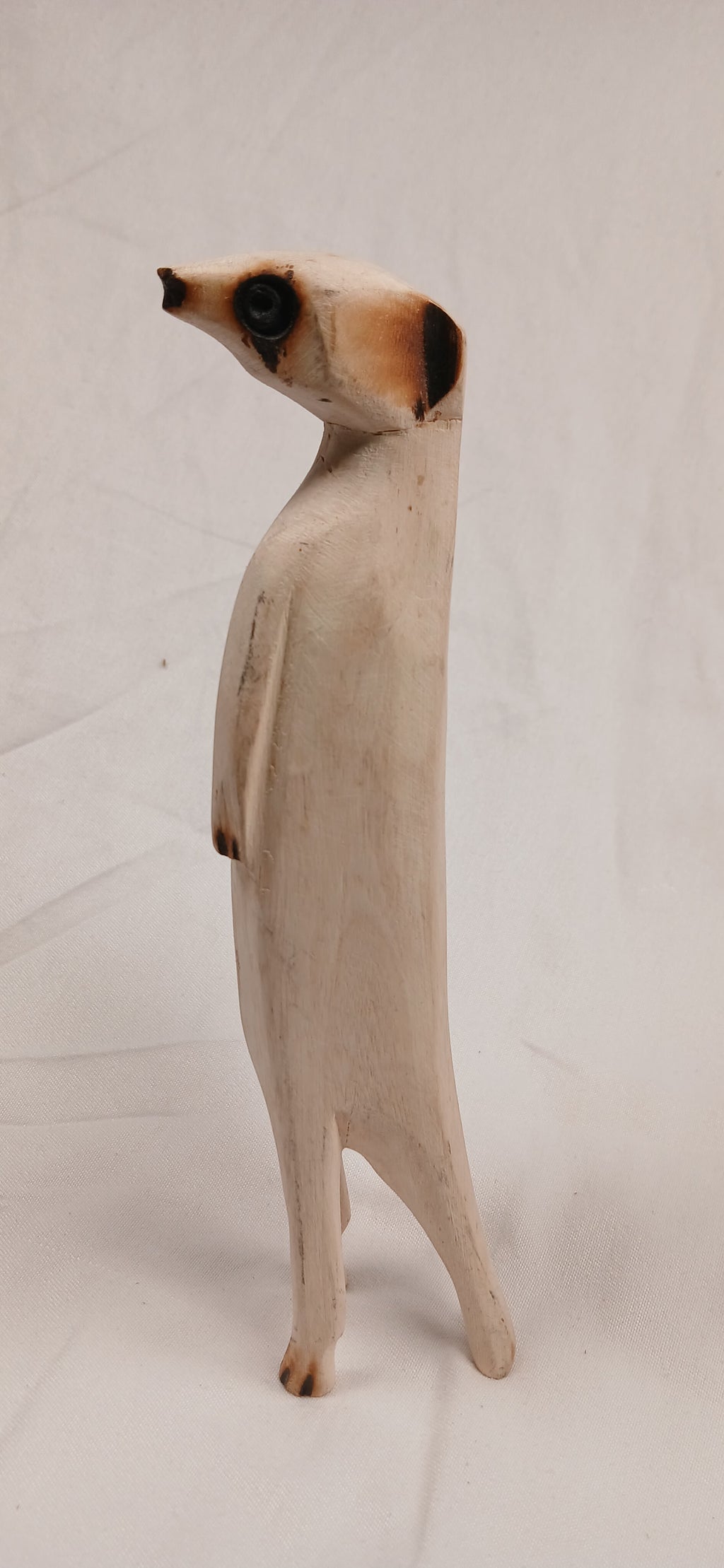 Hand-Carved Wooden Sentry Meerkat