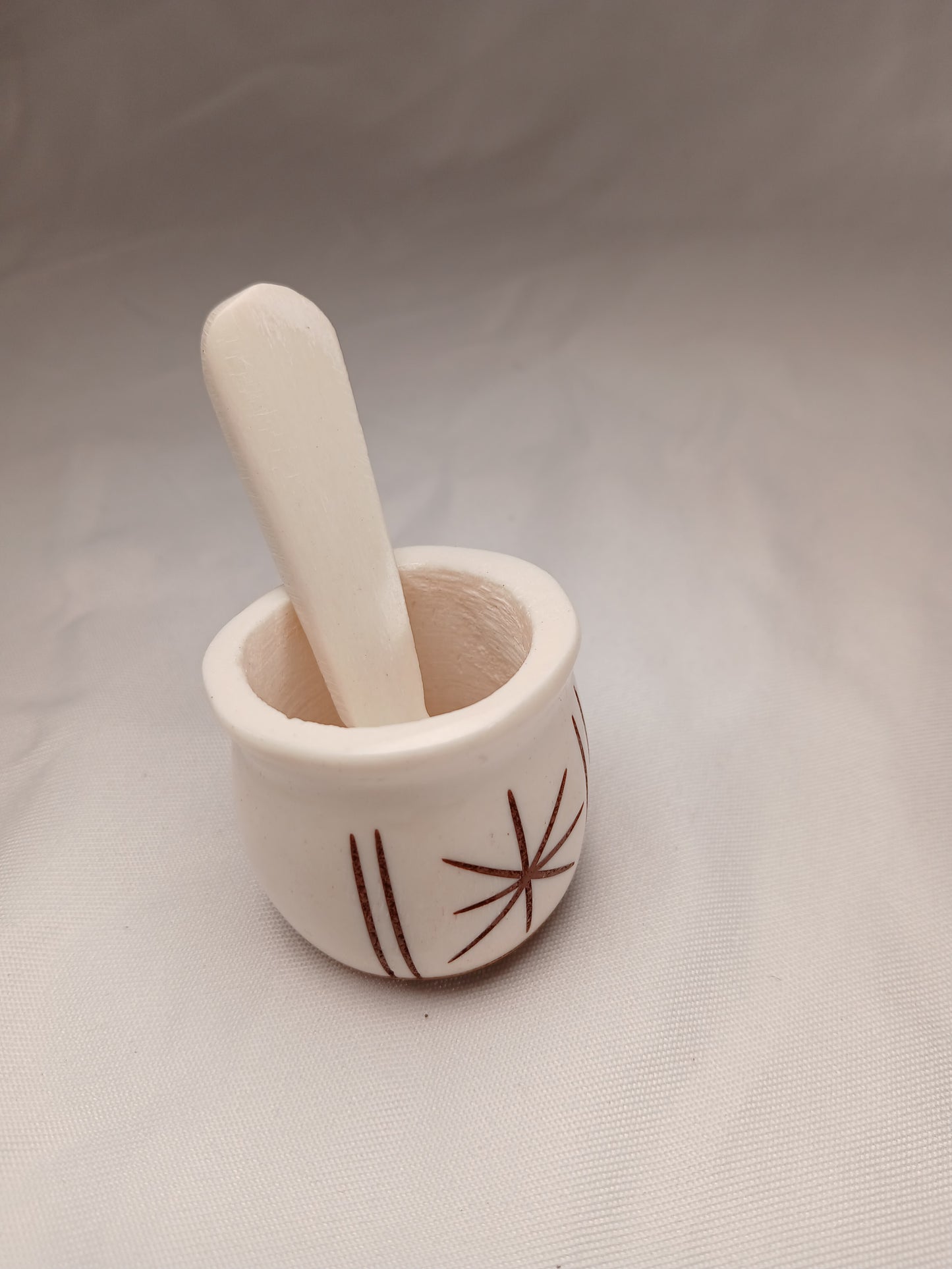 Hand-Carved African Wooden Spice Pot with Spoon